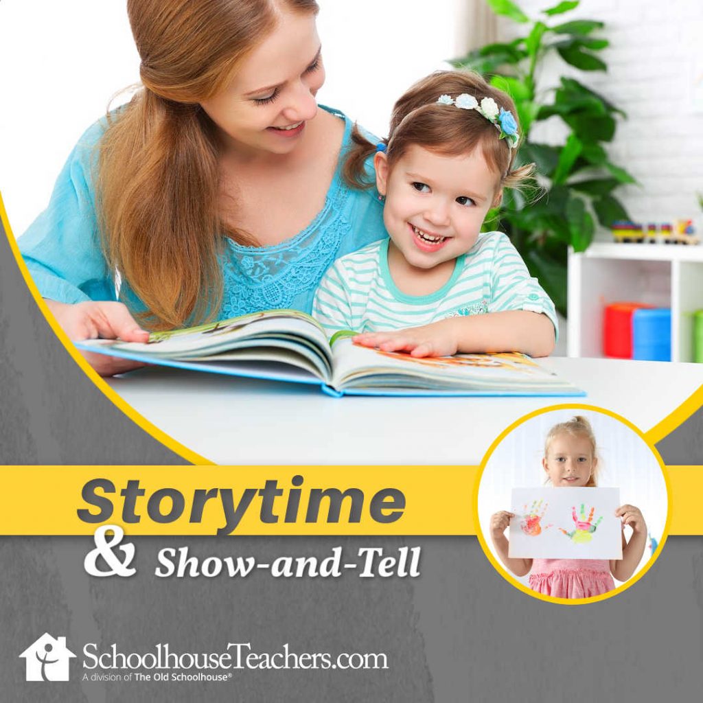 a young girl having fun reading a book with her mom