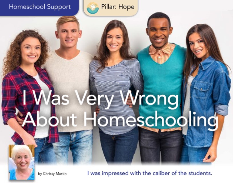 A group of teenage boys and girls and the headline I Was Very Wrong About Homeschooling