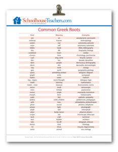 Common Greek Roots Poster - The Old Schoolhouse®